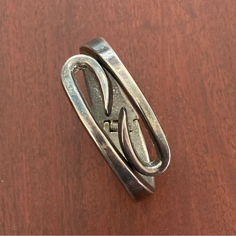 Vintage Infinity Hinged Cuff Bracelet – Silver Plated Sculptural Statement Piece